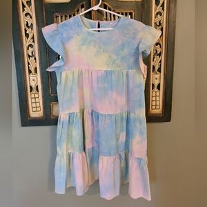 Joyfunear Ruffle Armhole Tie Dye Smock Dress